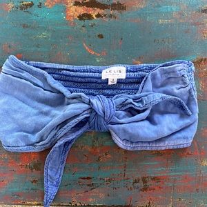 LE LIS bandeau top soft rayon denim material size small.